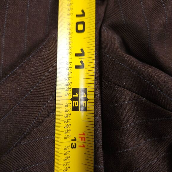 Isaia Napoli Wool Pants Mens 54 (38x33) Brown Pin Striped Pleated Trousers - Picture 10 of 14